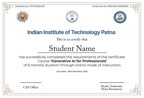 IIT Patna certificate preview